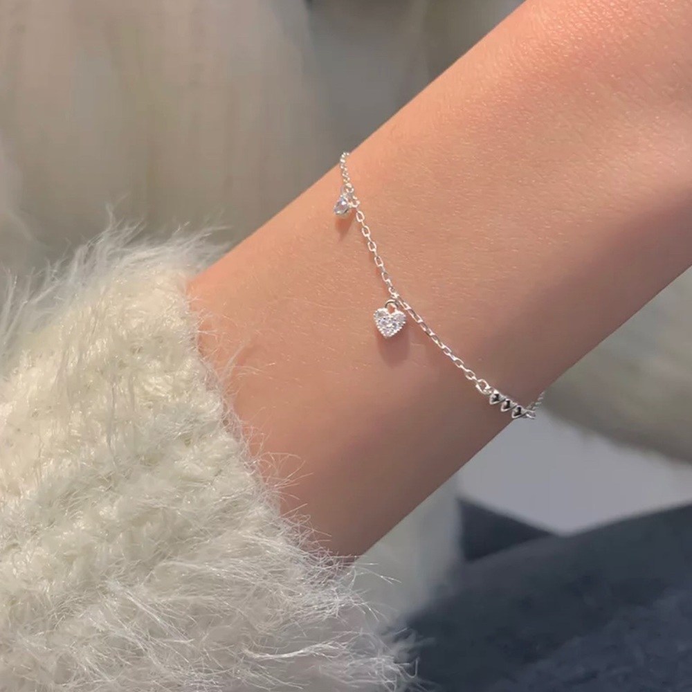 925 Sterling Silver Fashion Temperament Heart Bracelet Jewelry Women Wed… - Picture 1 of 5